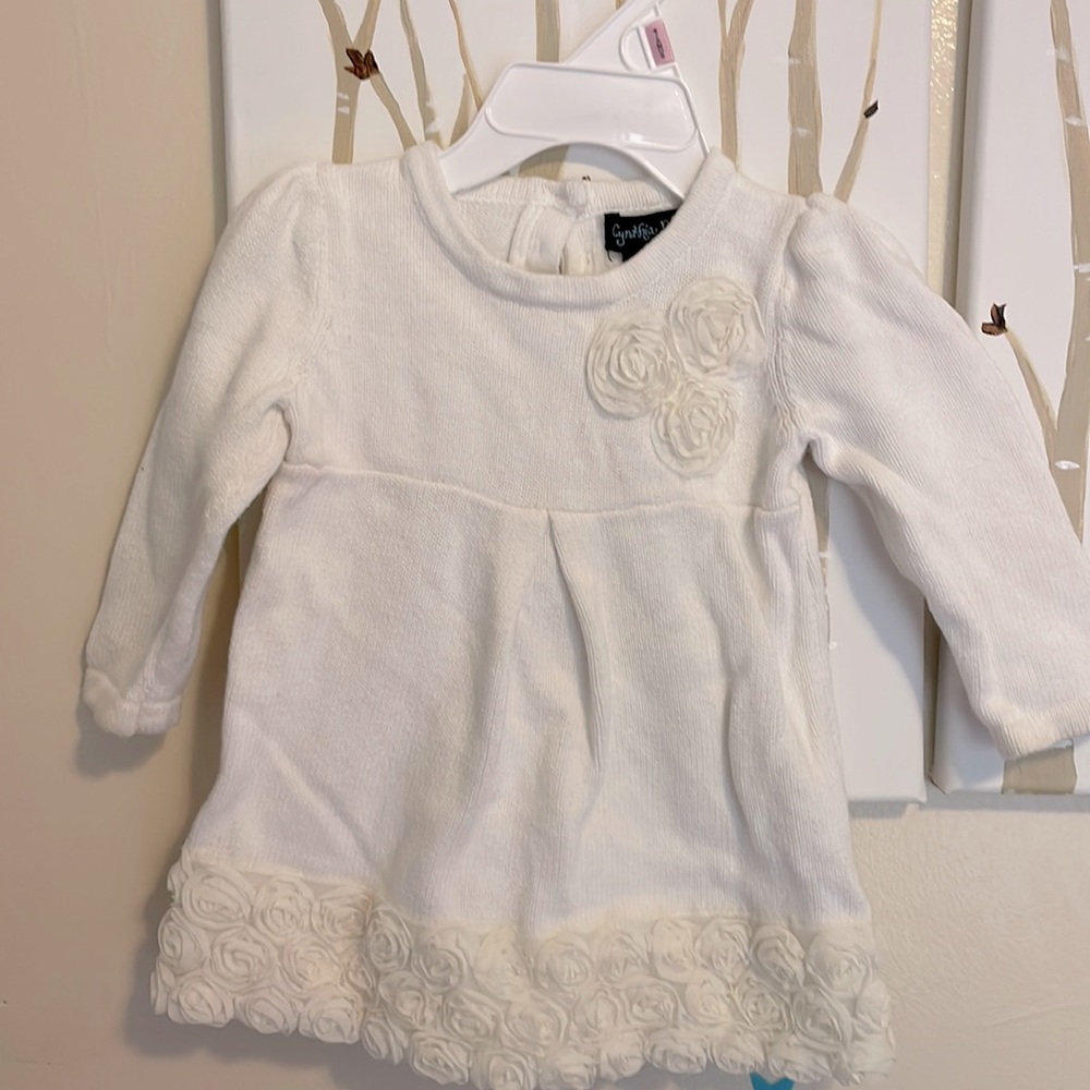 Winter white floral sweater dress